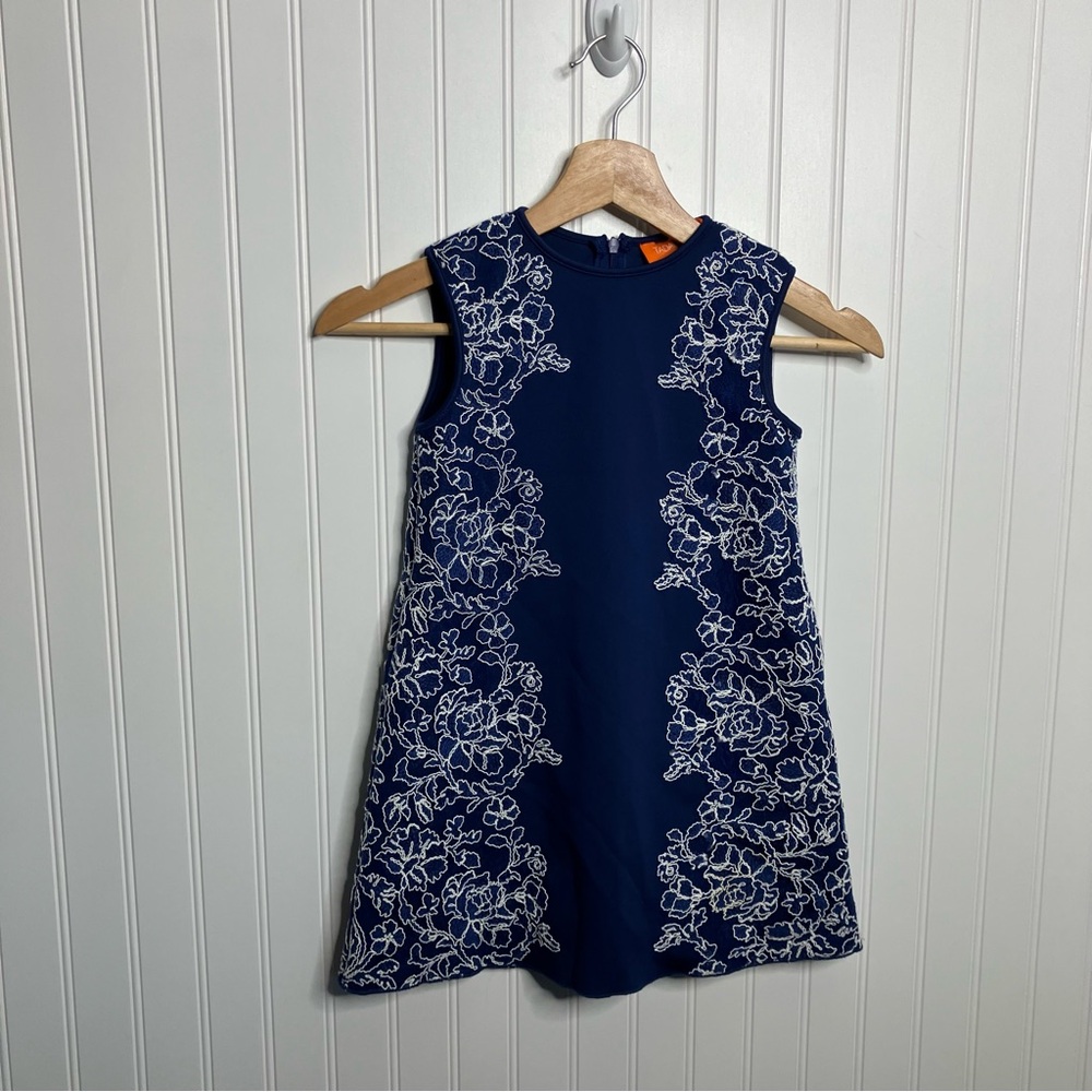 Tadashi Shoji Kids Dress 6T Blue White COSMIC COBALT DRESS Floral Party Holiday
